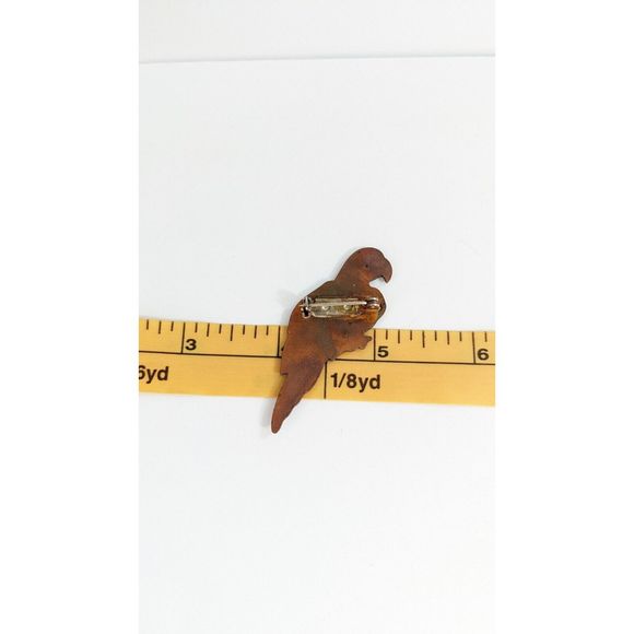 Artisan Enamel On Copper Parrot, Macaw Bird Shaped Brooch Pin - Picture 5 of 6